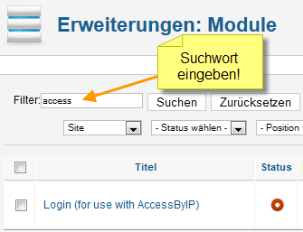 Joomla - Suchfilter