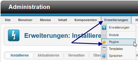 Admin Session - Erweiterungen - Plugins