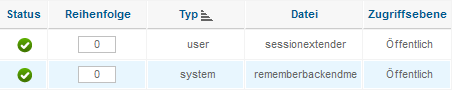 Admin Session - Plugin Status