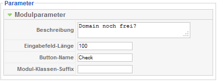 Aha Domaincheck - Modul Parameter