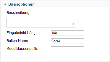 AHA Domain Check - Basisoptionen