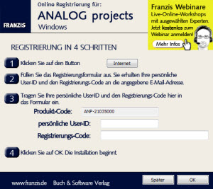 Analog Projects Registrierung