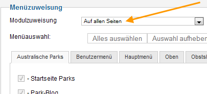 Article Title Slider - Modulzuweisung