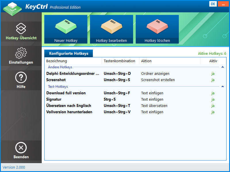 KeyCtrl 2.0 Hotkeys