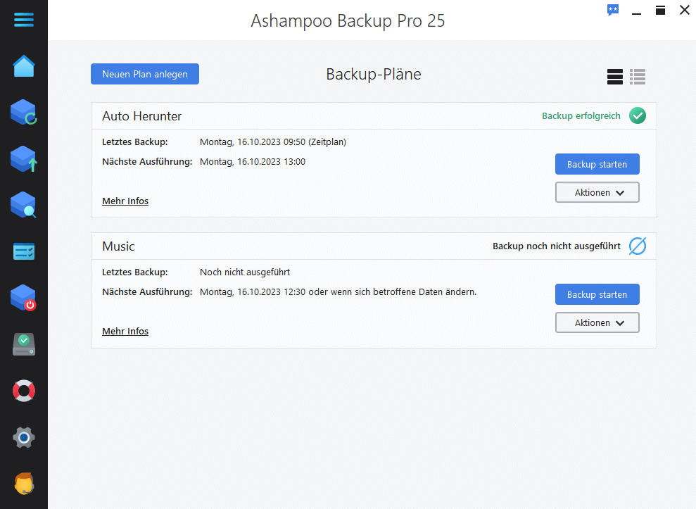 Ashampoo® Backup Pro 25 Pläne