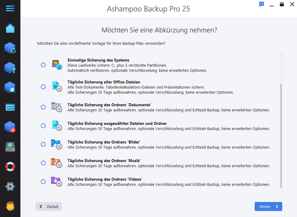 Ashampoo® Backup Pro 25 Abkürzung