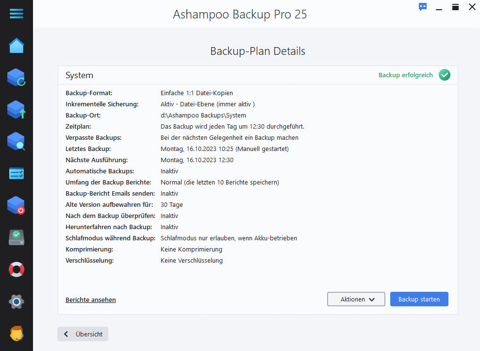 Ashampoo® Backup Pro 25 Plandetails