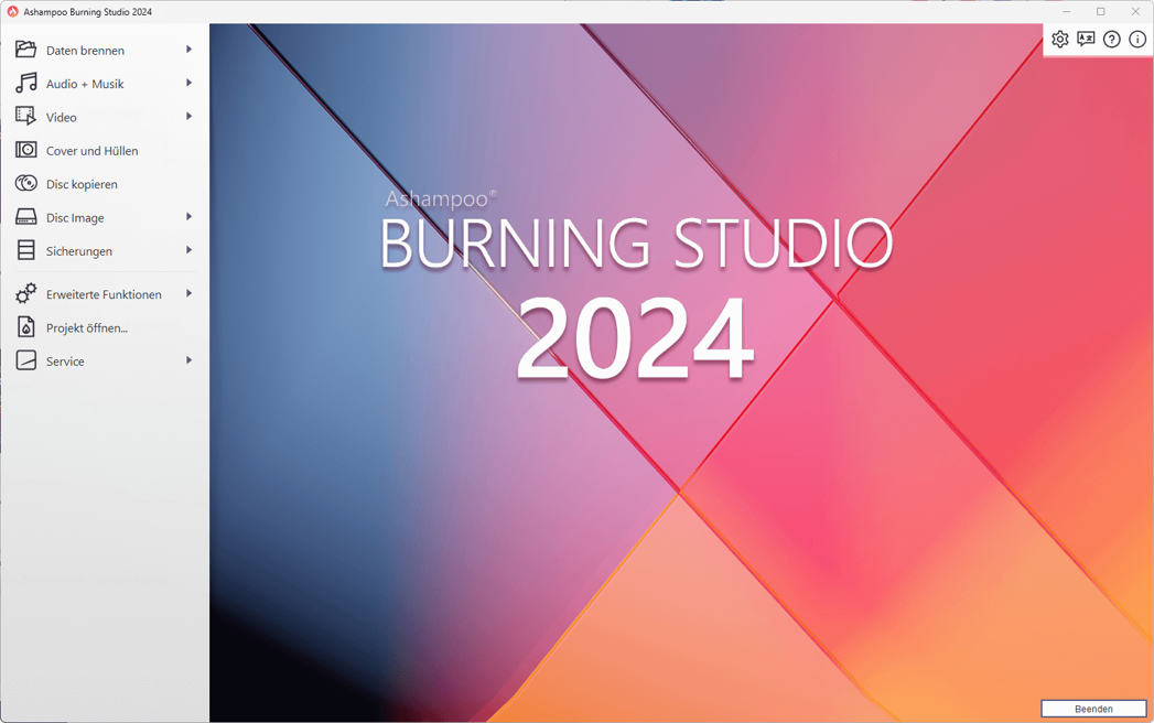 Ashampoo Burning Studio 2024 Startfenster