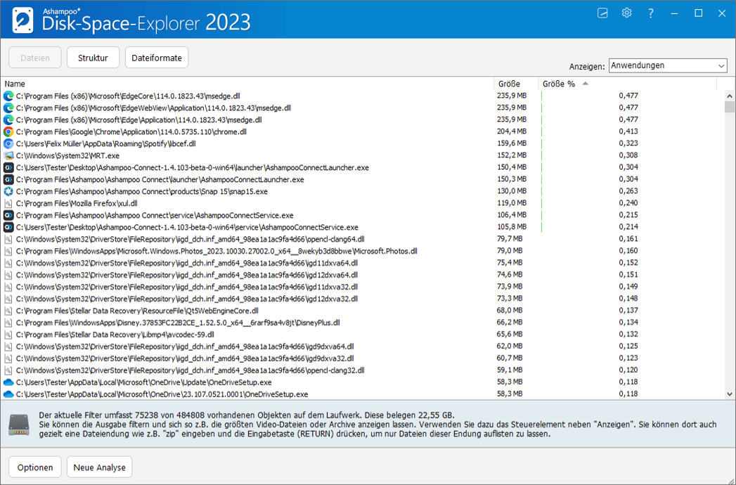 Ashampoo Disk-Space-Explorer 2023 - Dateien