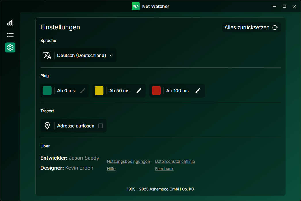 Net Watcher Einstellungen