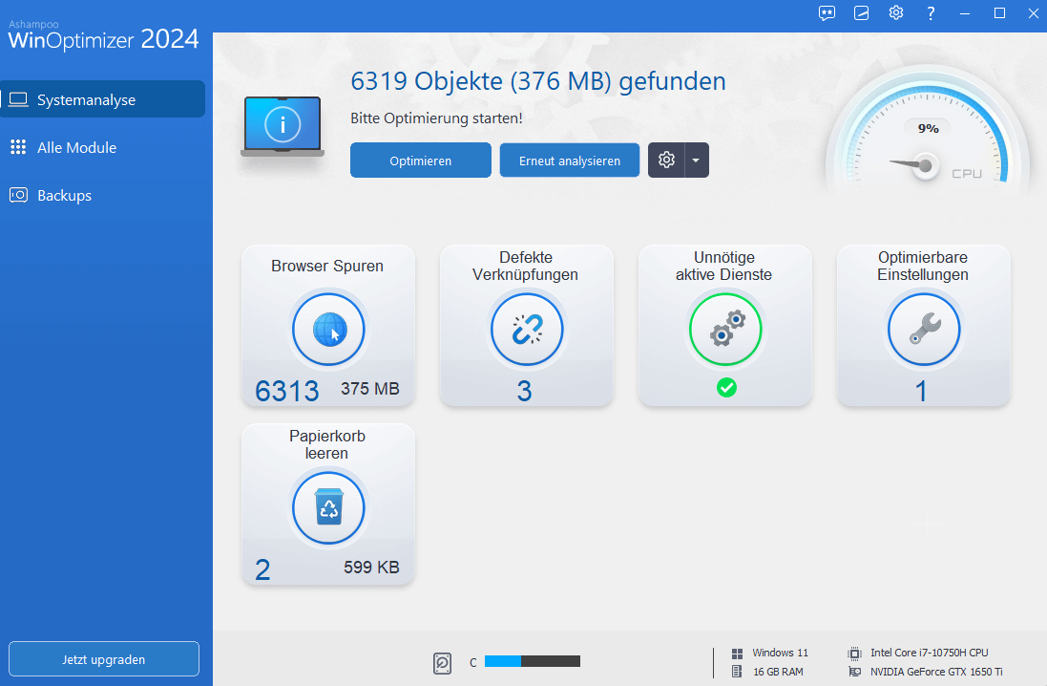 WinOptimizer 2024 Systemanalyse