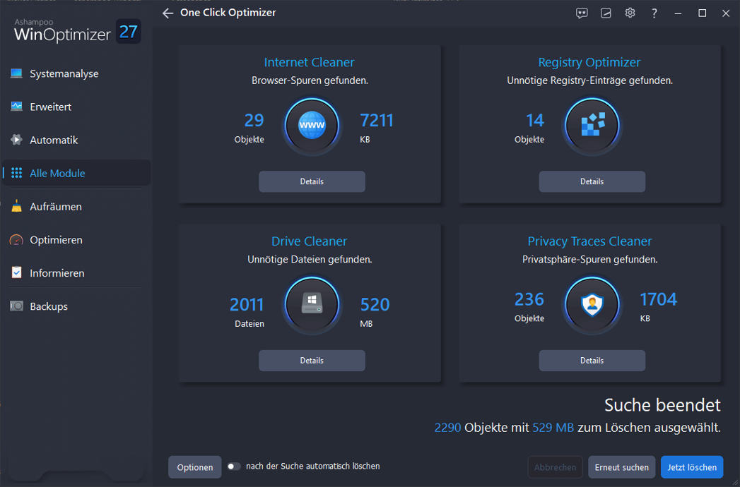 Ashampoo WinOptimizer 27 Module