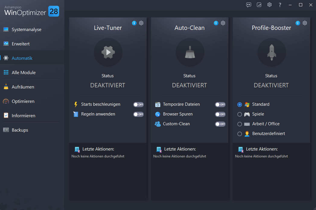 Auto-Clean, Live-Tuner und Profile-Booster