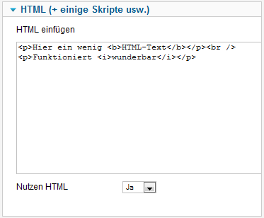 Blank Module - HTML Eingabe