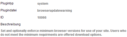 Joomla Browser Update Warnung
