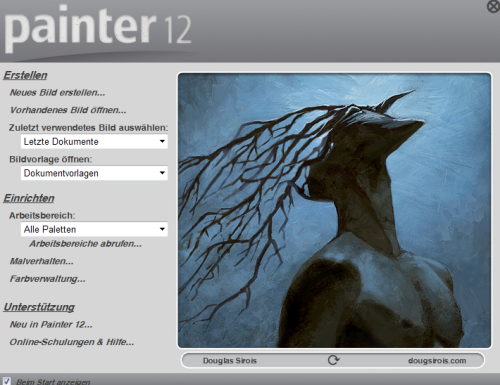 Corel Painter 12.2 - Startfenster