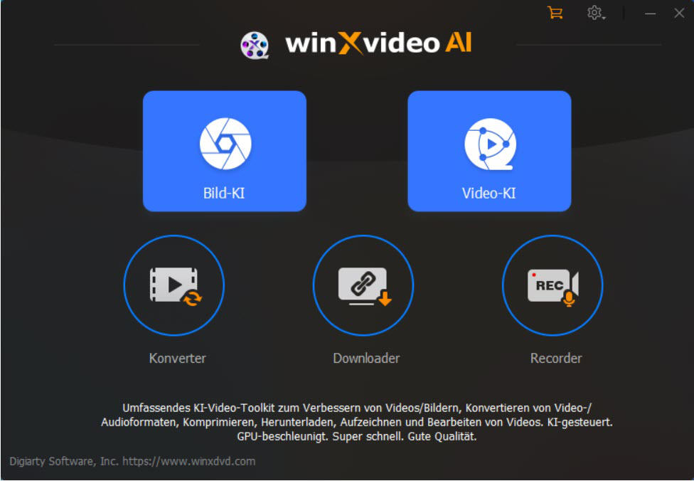 Winxvideo AI - Startfenster