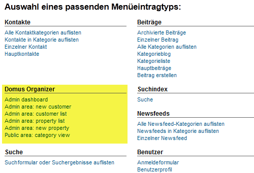 Domus - Menütyp