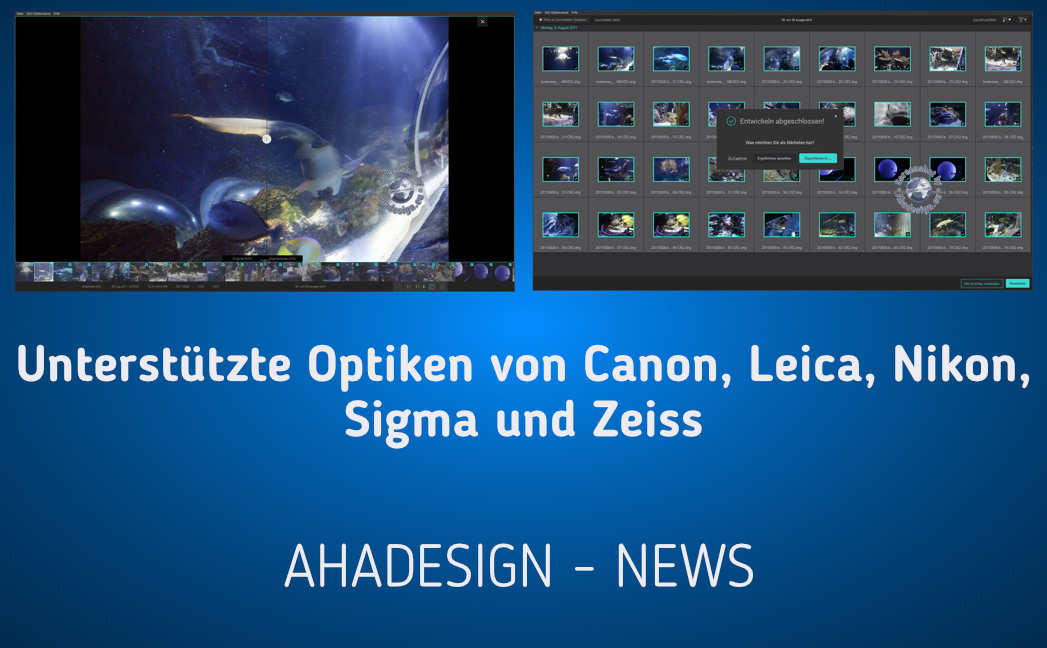 Unterstützte Optiken von Canon, Leica, Nikon, Sigma und Zeiss