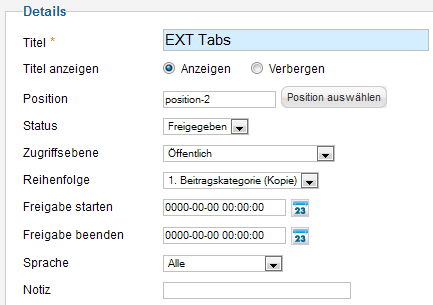 EXT Tabs - Detailoptionen