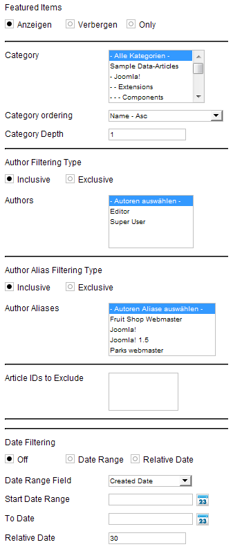 IceNewsBlock - Filtern