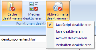 IETester - JavaScript deaktivieren