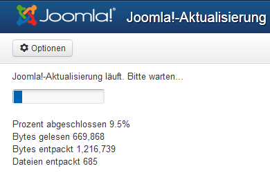 Joomla 3 - Installation läuft