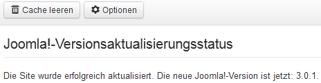 Joomla 3 - Aktualisierung erfolgreich