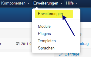 Joomla 3 - Menü - Erweiterungsmanager