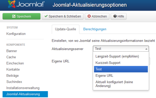 Joomla 3.0 - Aktualisierungsoptionen