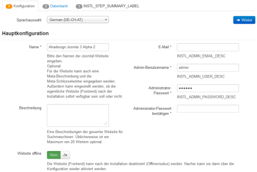 Joomla 3.0 Alpha 2 - Installation-Konfiguration