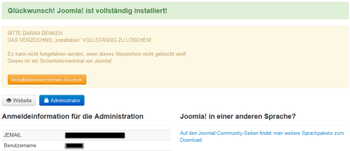 Joomla 3.0 Alpha 2 - Installation erfolgreich