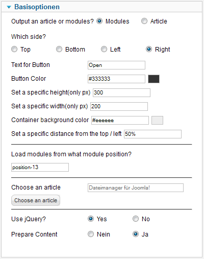 JPanel - Basisoptionen