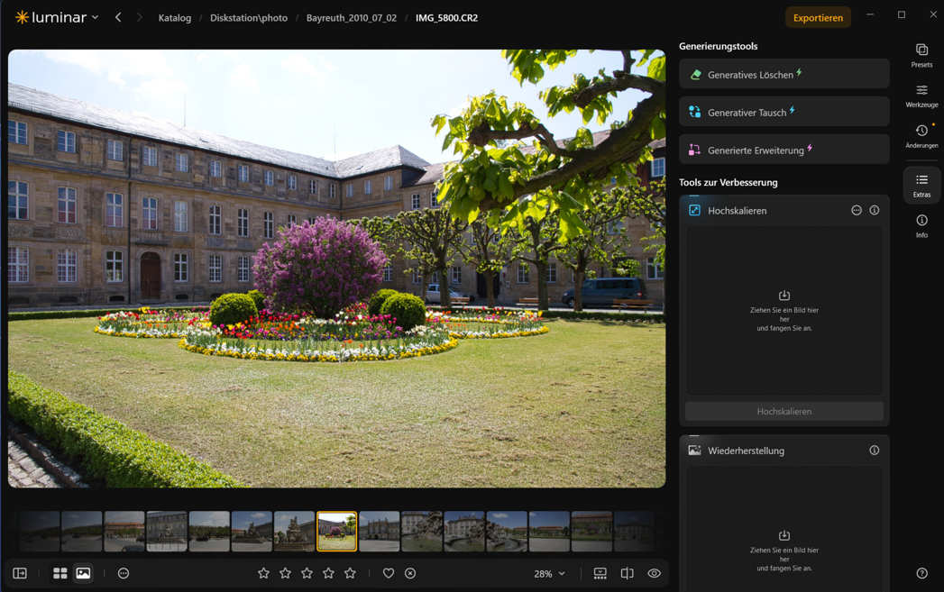 Luminar Oberfläche Extras