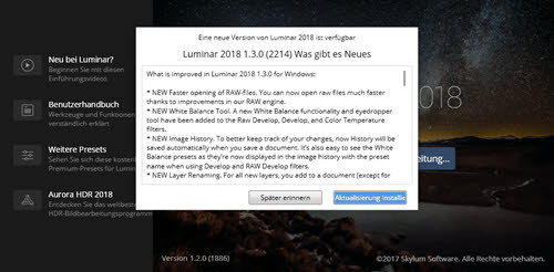 luminar2018update1.3.0-updatehinweis