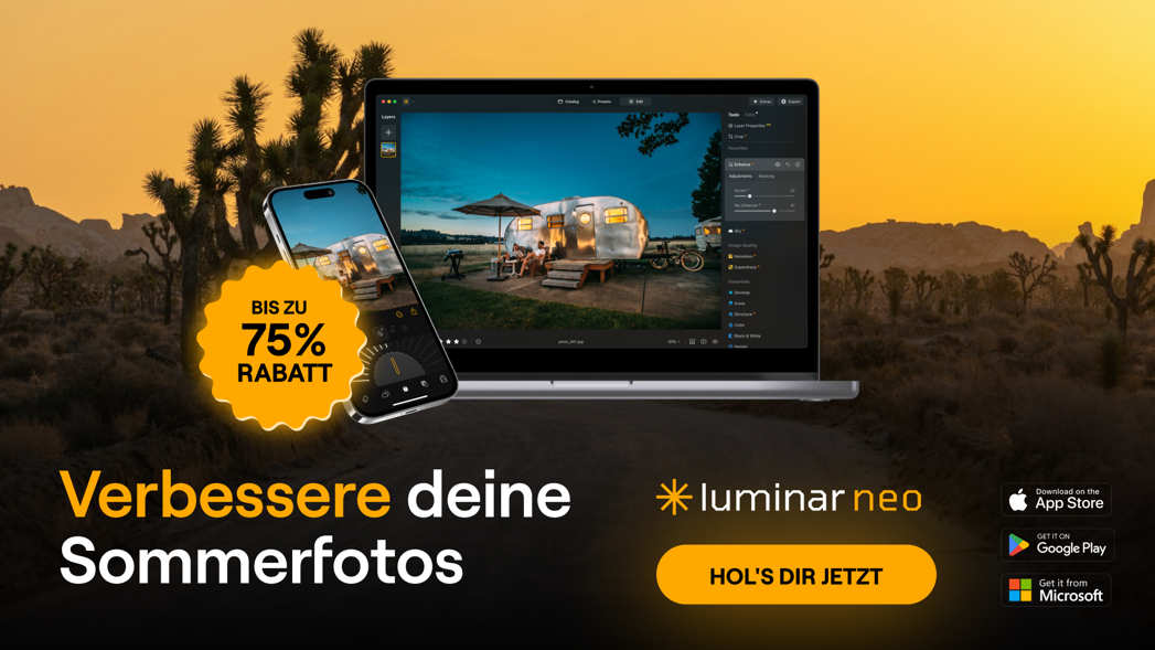 Sommer-Sale für die geräteübergreifende Nutzung von Luminar Neo
