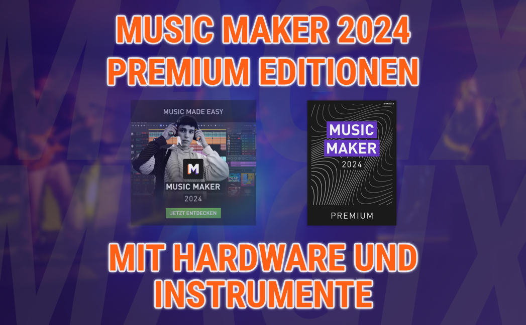 Music Maker Premium mit Hardware und Instrumente für Profi-Aufnahmen