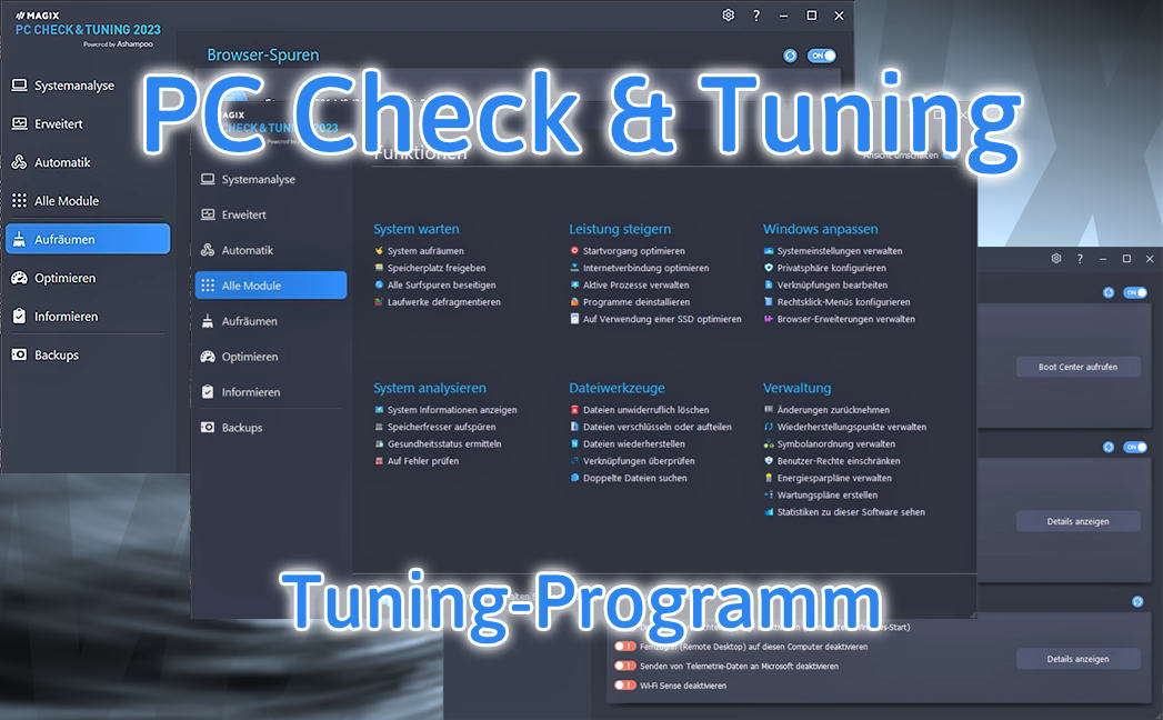 Tuning-Programm für bestmögliche Leistung des Computers 