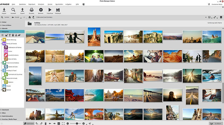 Magix Photo Manager Deluxe - Oberfläche hell