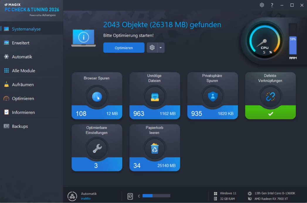 Tuning-Software MAGIX PC Check & Tuning 2026 Tuning-Software MAGIX PC Check & Tuning 2026