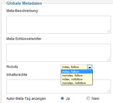 Joomla Metarobots