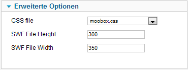 Moobox - erweiterte Optionen