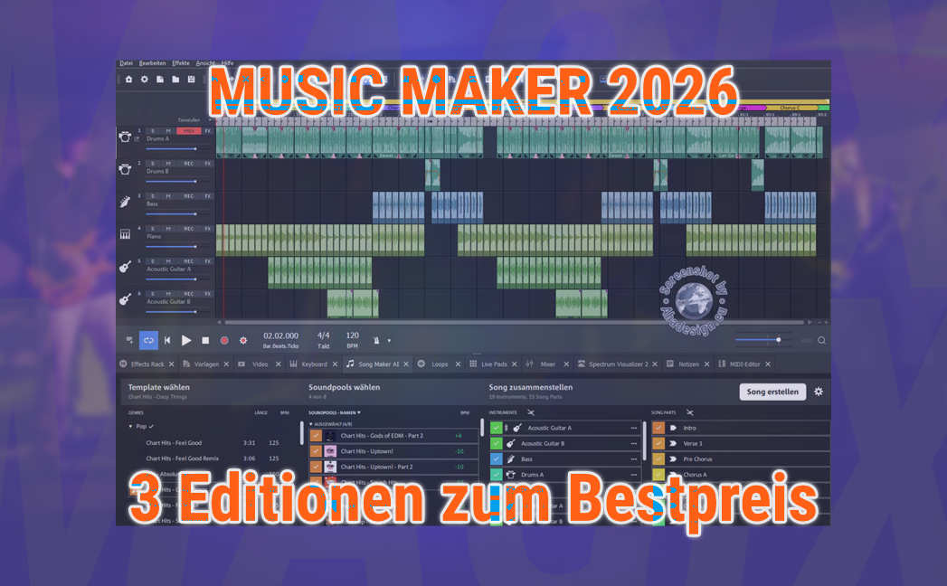 Drei Editionen des Music Maker 2026 zum Bestpreis Drei Editionen des Music Maker 2026 zum Bestpreis
