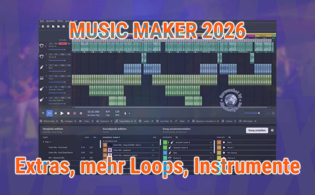 Extras, mehr Loops, Instrumente etc. mit Music Maker 2026 Ultimate