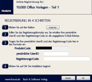 Office Vorlagen - Registrierung