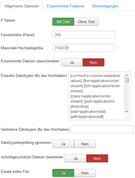 phoca-commander-optionen-allgemein