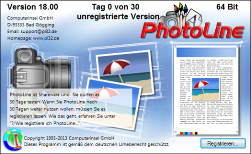 Photoline - Registrierungshinweis