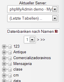 phpMyAdmin 4 - Datenbanken
