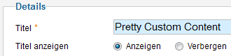 Pretty Custom Content - Titel