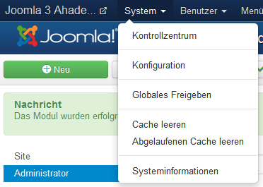 Joomla Systemmenü
